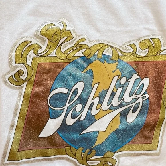 Fruit of the Loom, Men’s Vintage Schlitz White Graphic Tee - Picture 3 of 5